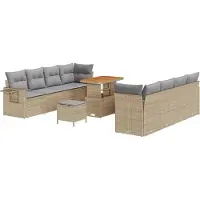vidaXL Ensemble de canapé de jardin avec coussins 11 pcs Beige et gris clair Poly-Rotin