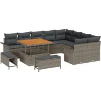 vidaXL Ensemble de canapés de jardin , 12 pièces, gris, en résine tressée