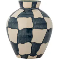 Bloomingville Vase à carreaux bleu