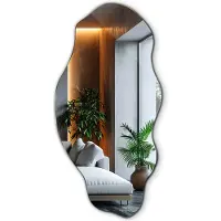 Tulup Miroir Grand Moderne Irrégulier Organique Asymétrique Unique 50 cm x 100 cm Vertical décoratif mural Miroir de maquillage miroir pour dressing pour Salle de bain Salon Chambre à coucher
