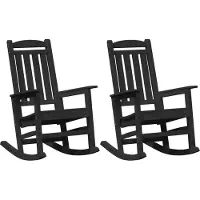 vidaXL Fauteuil à bascule, lot de 2, noir, 92 x 70 x 108 cm, polyéthylène