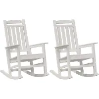vidaXL Fauteuil à bascule, lot de 2, blanc, 92 x 70 x 108 cm, polyéthylène