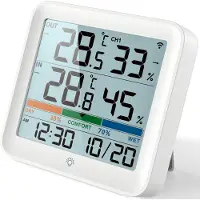 Iqonic Station météo sans fil - Intérieur et extérieur - Alimentation par piles - Humidimètre - Avec capteur extérieur - Blanc