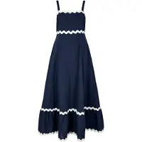 Apricot Robe 'Ric Rac Trim' bleu marine / blanc