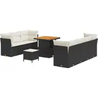 vidaXL Ensemble de canapé de jardin avec coussins 10 pcs noir et crème