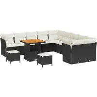 vidaXL Ensemble de canapé de jardin 13 pcs Noir polyrotin