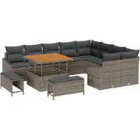 vidaXL Ensemble de canapés de jardin , 12 pièces, 7 places, gris, en résine tressée