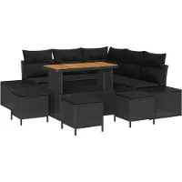 vidaXL Ensemble de canapé de jardin , 9 pièces, noir, en résine tressée