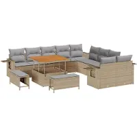 vidaXL Ensemble de canapés de jardin , 13 pièces, beige, en polyrotin