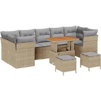 vidaXL Ensemble de canapés de jardin , 10 pièces, 7 places, beige et gris clair