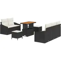 vidaXL Ensemble de canapés de jardin , 8 pièces, noir, en résine tressée