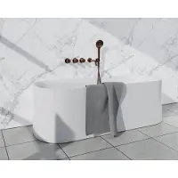 FortiFura Nebbio Ensemble combiné bain - mitigeur thermostatique - coude mural avec support de douchette - flexible de douche lisse - douchette ronde - bec verseur - cuivre brossé
