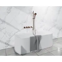 FortiFura Nebbio Ensemble combiné bain - mitigeur thermostatique - barre de glissement - coude mural intégré - flexible de douche lisse - douchette ronde - bec - cuivre brossé