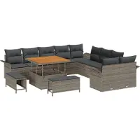 vidaXL Ensemble de canapés de jardin , 13 pièces, gris, en résine tressée