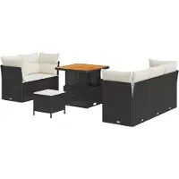 vidaXL Ensemble de canapés de jardin , 8 pièces, 5 places, noir et crème