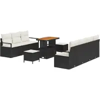 vidaXL Ensemble de canapés de jardin , 10 pièces, noir, en résine tressée