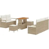 vidaXL Ensemble de canapés de jardin , 8 pièces, beige, en polyrotin