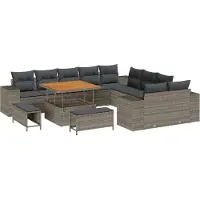 vidaXL Ensemble de canapés de jardin , 13 pièces, gris, en résine tressée