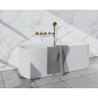 FortiFura Nebbio Ensemble combinaison bain - mitigeur thermostatique - coude mural avec support douchette - flexible de douche lisse - douchette ronde - bec verseur - laiton brossé