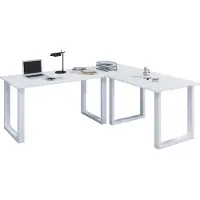 VCM Bureau en bois | Plaine de bureau d'angle | 130x130 | Forme L gauche ou droite | Plaque de table de travail 50 cm en profondeur | Meubles de bureau de table d'ordinateur - Lona U