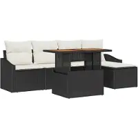 vidaXL Salon de jardin avec coussins 6 pcs noir et crème