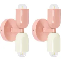 Beliani Set de 2 lampes murales rose pastel abat-jour en métal haut et bas salon chambre couloir
