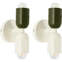 Beliani Lot de 2 appliques murales blanc crème abat-jour métallique orientable vers le haut et vers le bas salon chambre à coucher entrée