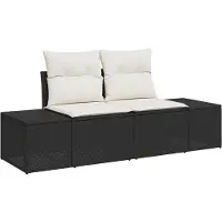vidaXL Canapé de jardin avec coussins, noir, 184 x 62 x 69 cm, en rotin synthétique