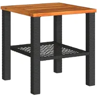 vidaXL Table de jardin noire 40x40x42 cm Poly rotin acacia