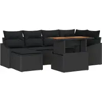 vidaXL Ensemble de salon de jardin , 7 pièces, noir et marron