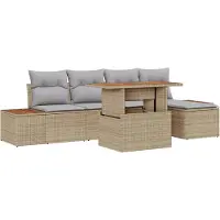 vidaXL Ensemble de canapés de jardin , 6 pièces, beige et gris