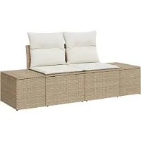 vidaXL Canapé de jardin avec coussins, beige, 184 x 62 x 69 cm, en rotin synthétique