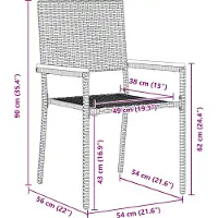 vidaXL Chaises de jardin empilables, lot de 2, noir et marron, 54 x 56 x 90 cm