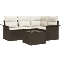 vidaXL Ensemble de canapés de jardin , 5 pièces, couleur marron, en polyrotin