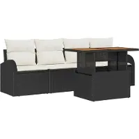 vidaXL Ensemble de salon de jardin , 5 pièces, noir et crème