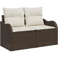 vidaXL Canapé de jardin avec coussins Marron 121 x 62 x 69cm Poly-Rotin