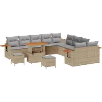 vidaXL Ensemble de canapés de jardin , 17 pièces, couleur beige et gris clair, capacité pour 10 personnes