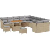 vidaXL Ensemble de canapés de jardin , 13 pièces, 12 places, beige et gris clair