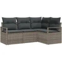 vidaXL Ensemble de salon , 4 pièces, gris, en résine tressée