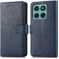 IMoshion Étui de télephone portefeuille de luxe pour Motorola Edge 60 Fusion - Bleu foncé