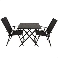 Aktive 61149 Table+2 Armchairs Folding Outdoor Set Argenté