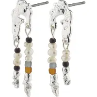 Pilgrim Boucles d'oreilles 'Niya' gris / orange / noir / argent / blanc perle