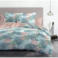 HOME LINGE PASSION | Housse de Couette - 3 Pièces | 100% Coton - 57 Fils | 2 Personnes - 220x240 cm | AMAZONIE Pastel