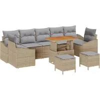 vidaXL Ensemble de canapés de jardin , 10 pièces, beige, en polyrotin