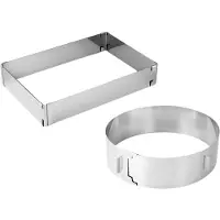 Zenker 9925350 Cercle À Pâtisserie Réglable, Moule À Gâteau, Moule Rond, Cadre À Pâtisserie, Acier Inoxydable, Argent, 15 À 30 Cm Et 27,5 - 52 X 18,5 - 34 Cm