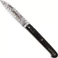 Laguiole En Aubrac Sauveterre Buffalo Crust, Handcarved Plates, Balbach Damascus, couteau de poche, 11 cm