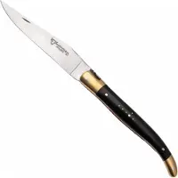 Laguiole En Aubrac Le Bijou L0212LCHB/EBBJ Ebony, Handcarved Copper Plates, Matt Brass Bolsters, couteau de poche, 12 cm