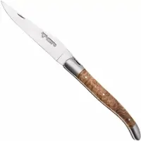 Laguiole En Aubrac Black Ash Burl, Double Plated, Matt Bolsters, couteau de poche, 12 cm