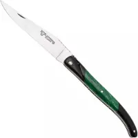 Laguiole En Aubrac Ebony, Malachite Inlay, Handcarved Plates, couteau de poche, 12 cm