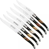 Laguiole En Aubrac 62C12PBMIH Paperstone Mixed Woods Matt Bolsters, set de couteaux à steak 6 pièces